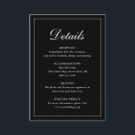 Einfache formale klassische Schwarze Hochzeit Begleitkarte<br><div class="desc">Traditionell schwarze Hochzeitskassenkarte mit einem einfachen Design mit "Details" in eleganter Kalligraphie innerhalb eines dünnen Randes. Die Vorlage ermöglicht Ihnen,  wichtige Informationen über Ihren besonderen Tag zu teilen. Dieses klassische Design ist perfekt für eine formelle Hochzeit.</div>