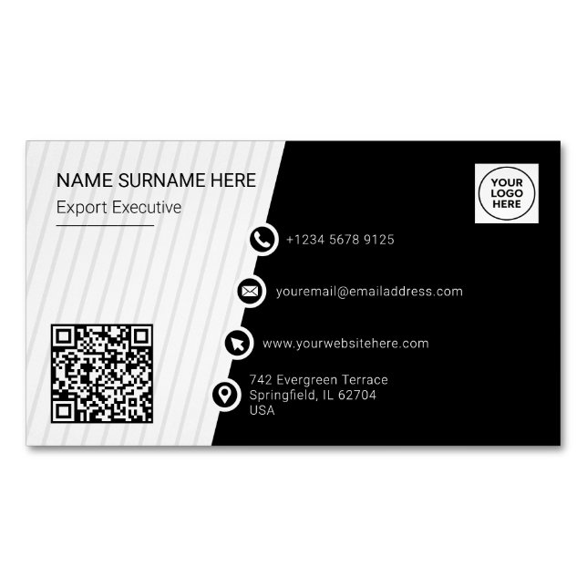 Einfache formale QR-Codes Beruflich modern Magnetische Visitenkarte (Vorderseite)