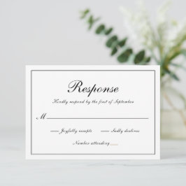 Einfache formale Schwarz-Weiß-Hochzeit RSVP Karte