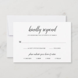 Einfache formale Schwarz-Weiß-Mahlzeiten Elegante  RSVP Karte