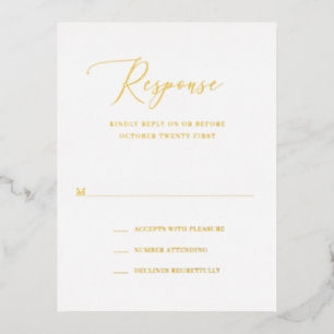 Einfache formelle Gold Foil Wedding RSVP Karte