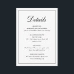 Einfache formelle Hochzeit Begleitkarte<br><div class="desc">Traditionelle Hochzeitskassenkarte in klassisch schwarz-weiß mit einem einfachen Design mit "Details" in einer eleganten Kalligraphie innerhalb eines dünnen Randes. Die Rückseite ist schwarz. Die Vorlage ermöglicht Ihnen,  wichtige Informationen über Ihren besonderen Tag zu teilen. Dieses elegante Design ist perfekt für eine formelle Hochzeit.</div>