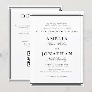 Einfache formelle klassische Hochzeit Einladung