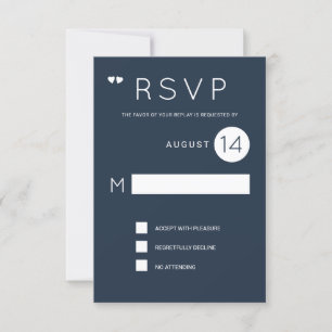 Einfache formelle marineblaue Hochzeit rsvp Einladung