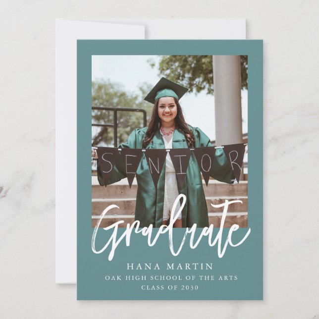 Einfache Foto-Abschluss-Klasse 2025 Ankündigung (Vorderseite)