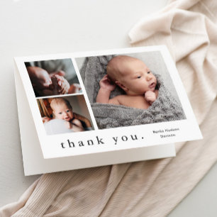Einfache Foto-Collage Baby Dankeskarte