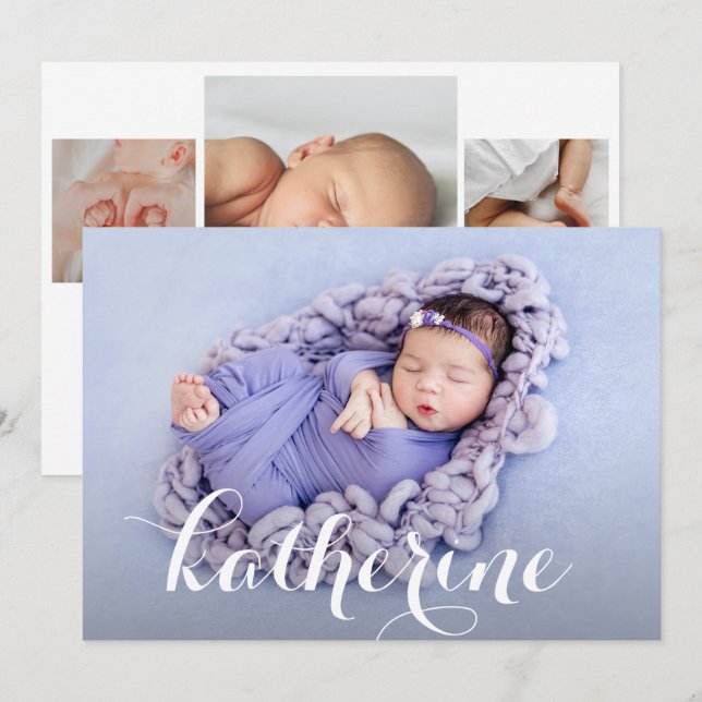 Einfache Foto Collage Birth Ankündigung (Vorne/Hinten)