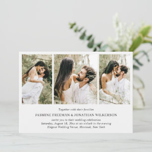 Einfache Foto Collage Elegante Hochzeit Einladung