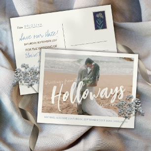 Einfache Foto-Destination Hochzeit Save-the-Date-P Ankündigungspostkarte