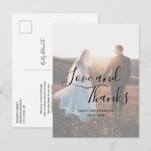 Einfache Foto Elegante Hochzeit Postkarte