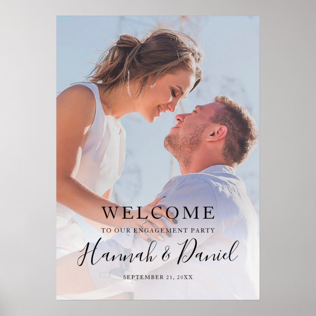 Einfache Foto-Engagement-Party Willkommen Poster (Vorne)