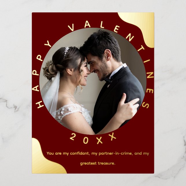 Einfache Foto Foil Valentine Postkarte (Vorderseite)
