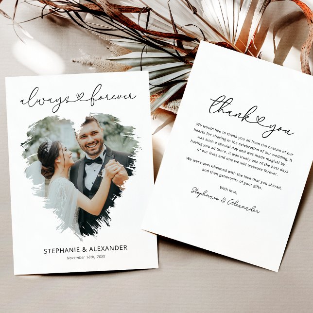 Einfache Foto Herz Hochzeit Dankeschön Karte (Von Creator hochgeladen)