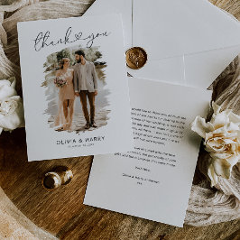 Einfache Foto Hochzeit Dankeskarte