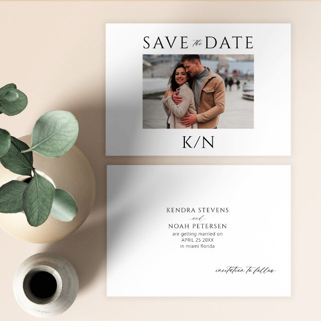 Einfache Foto-Hochzeit in Monogramm Save The Date (Von Creator hochgeladen)
