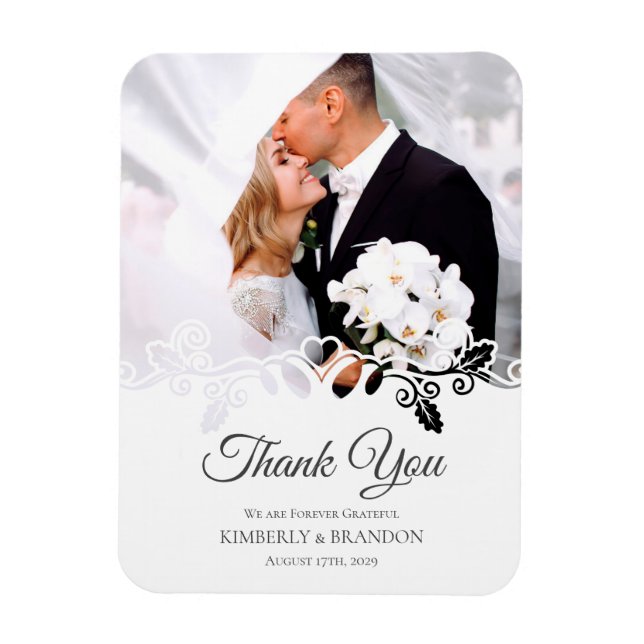 Einfache Foto Hochzeit mit weißem Rahmen Vielen Da Magnet (Vertikal)