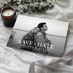 Einfache Foto Hochzeit Save The Date