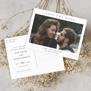 Einfache Foto-Hochzeit Save the Date Postkarte