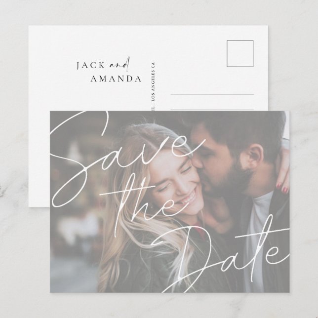 Einfache Foto Hochzeit speichern Sie das Datum Pos Ankündigungspostkarte (Vorne/Hinten)