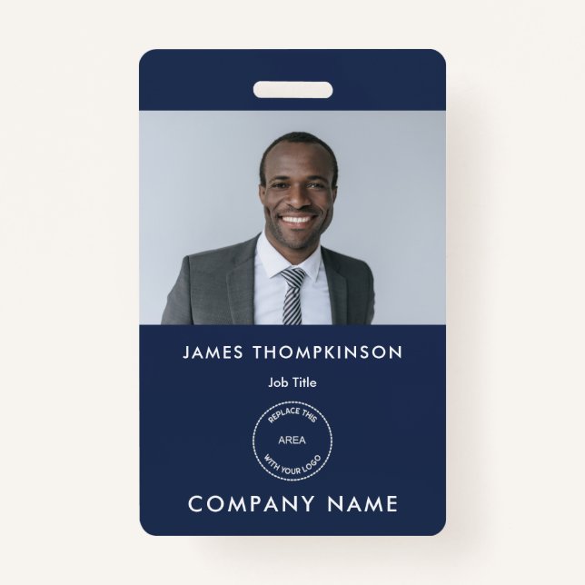 Einfache Foto-ID-Logo Navy Blue Ausweis (Vorderseite)