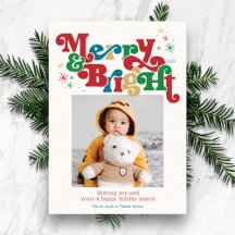 Einfache Foto Merry & Bright Holiday Card