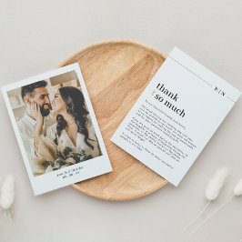 Einfache Foto-Monogramm-Hochzeit Dankeskarte
