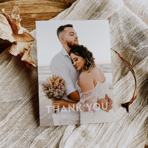 Einfache Foto-Overlay-Hochzeit Dankeschön-Karte Dankeskarte