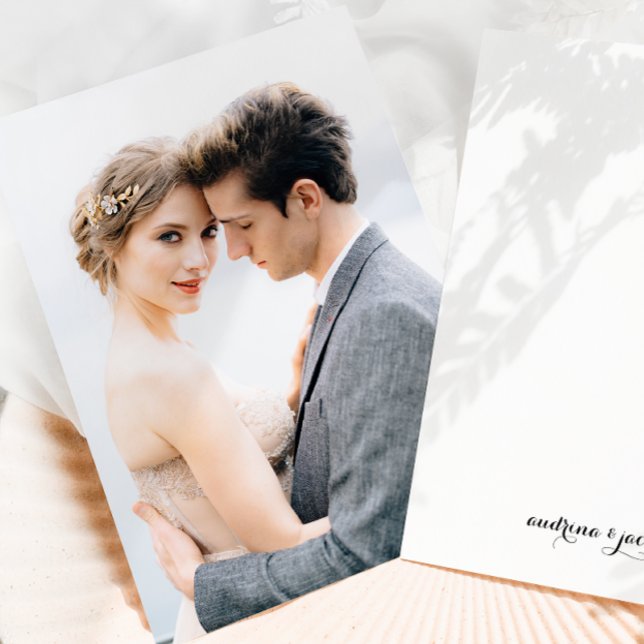 Einfache Foto Paare Kalligraphienamen Hochzeit Einladung (Von Creator hochgeladen)