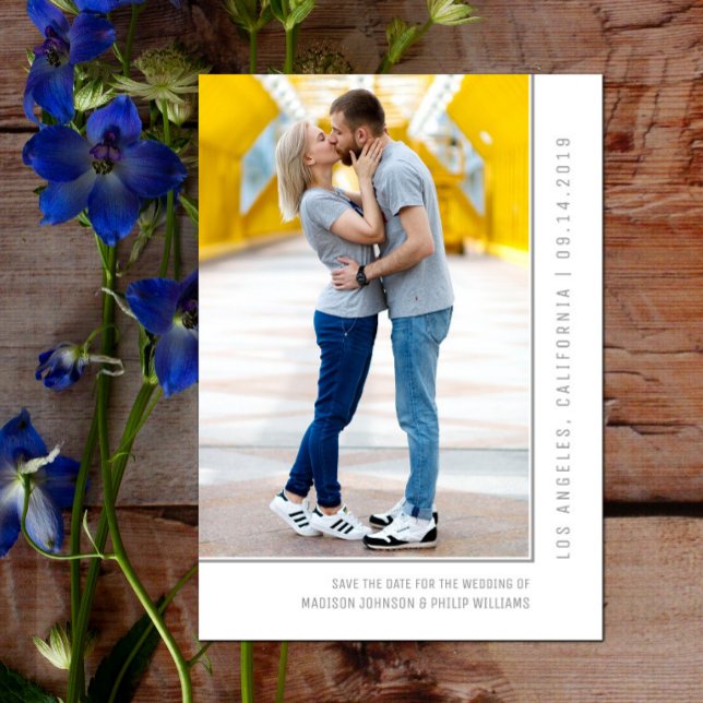 Einfache Foto Save the Date | Grau (Simple Line Photo Save the Date - Gray)