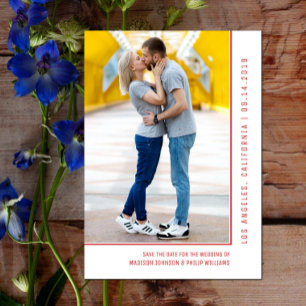 Einfache Foto Save the Date   Rot