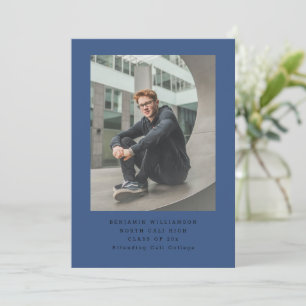 Einfache Foto-Schreibmaschine Moderne Blaue Jungen Ankündigung