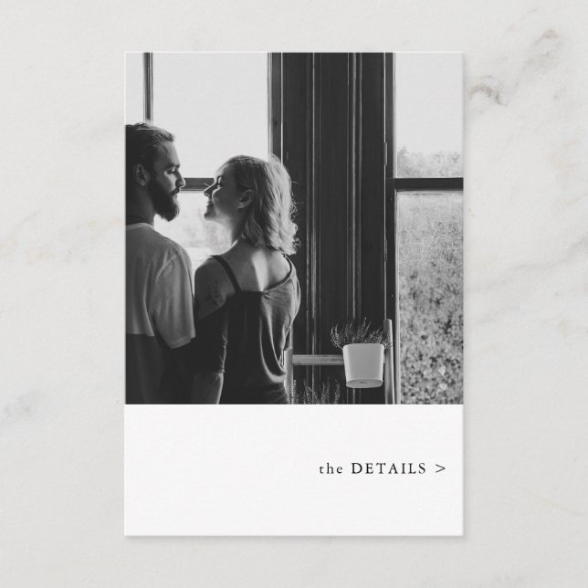 Einfache Foto Thema Hochzeiten Details Begleitkarte (Vorderseite)