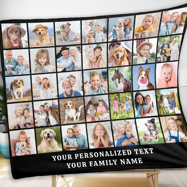 Einfache FotoCollage 35 Picture Black Personalisie Fleecedecke (Von Creator hochgeladen)