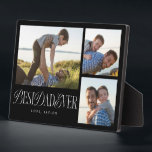 Einfache FotoCollage Bester Vater je bewahren Fotoplatte<br><div class="desc">Einfache und einzigartige Foto-Sake-Plakette mit 3 Fotos von Ihnen, darunter ein Typografie-Text, der mit Skript und Serif-Text vermischt ist und "Bester Papa je" sagt.</div>