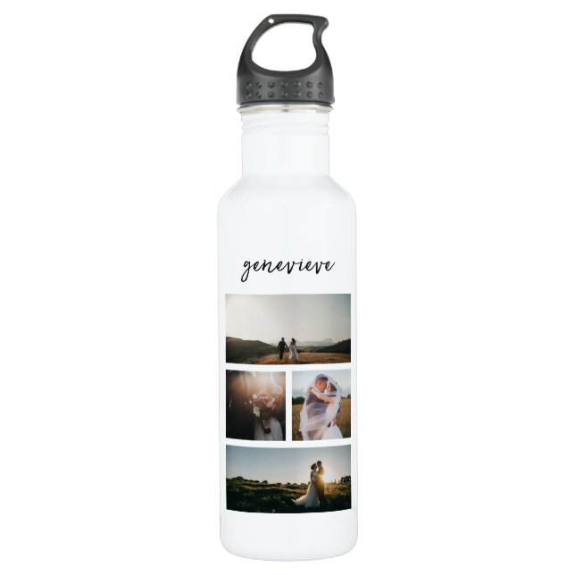 Einfache FotoCollage Modern Edelstahlflasche (Vorderseite)
