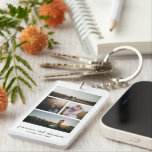 Einfache FotoCollage Modern Schlüsselanhänger<br><div class="desc">Moderner Schlüsselanhänger mit einem einfachen und minimalen Schwarz-Weiß-Design mit einer Foto-Collage von vier Ihrer Lieblingsfotos Hochzeit. Im Folgenden finden Sie Ihre Namen in einem eleganten Skript zusammen mit Ihrem Hochzeitstag. Die Rückseite hat ein vertikal volldimensioniertes Foto.</div>