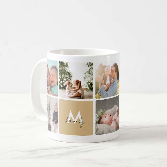 Einfache FotoCollage Moderne, individuell anpassba Kaffeetasse (Vorderseite Links)