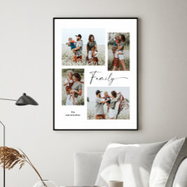 Einfache FotoCollage Schwarz und Weiß Familie Poster