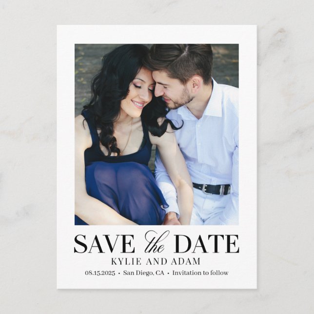 Einfache Frame EDITABLE-FARBE Save the Date Postca Postkarte (Vorderseite)