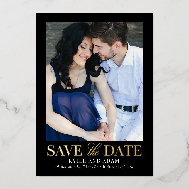 Einfache Frame REAL FOLIE Save the Date Karte (Vorderseite)