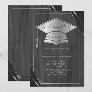 Einfache Frame Silver Graduation Cap, Grauer Absch Einladung