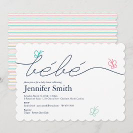 Einfache französische Bebe Butterfly Baby Dusche Einladung