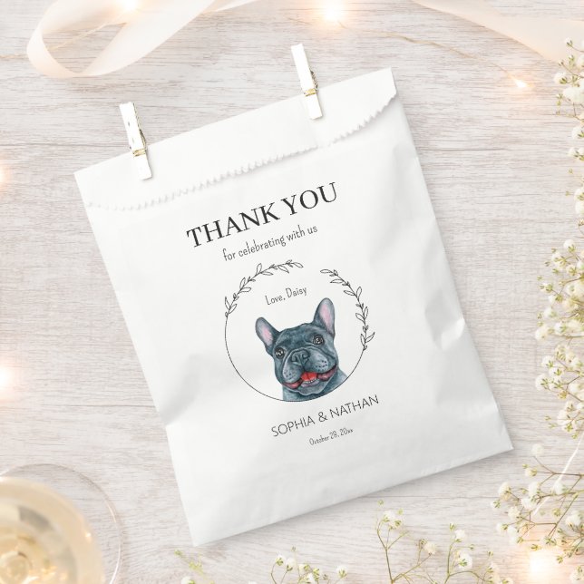 Einfache französische Bulldog-Hochzeit Vielen Dank Geschenktütchen (Ausgeschnitten)