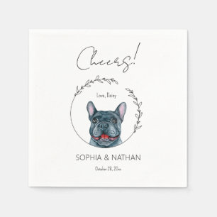 Einfache französische Bulldogge Hochzeitcocktail N Serviette