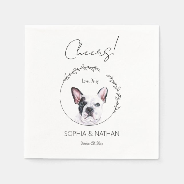 Einfache französische Bulldogge Hochzeitcocktail N Serviette (Vorderseite)
