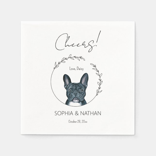 Einfache französische Bulldogge Hochzeitcocktail N Serviette (Vorderseite)