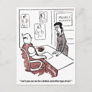 Einfache Frau in Modelagentur, Humor, Vintage Postkarte