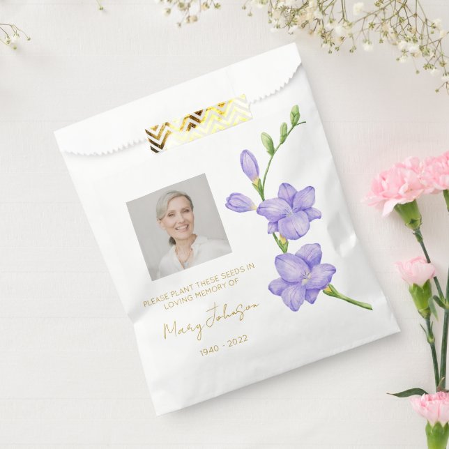 Einfache Freesien-Foto-Trauer-Samen Geschenktütchen (Versiegelt)