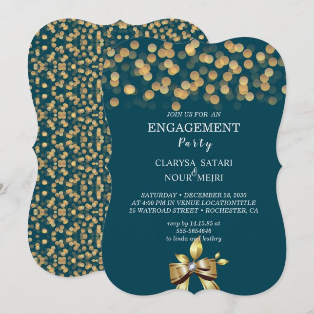 Einfache, frische, farbenfrohe Goldbug-Hochzeit Einladung (Vorne/Hinten)