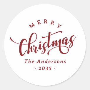 Einfache Frohe Weihnachten Kalligrafie Schrift Runder Aufkleber